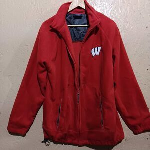 Pro Player Men Wisconsin Badgers Jacket NCAA Red Full Zip Cord Lock Size Medium